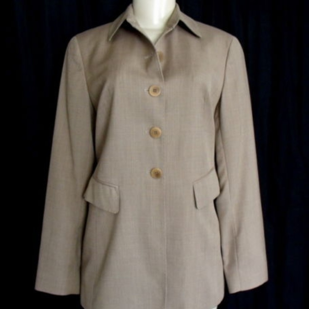 LAFAYETTE 148 4 S Jacket Brown Long Textured Wool